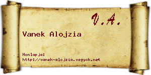 Vanek Alojzia névjegykártya